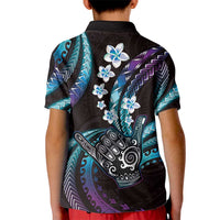 Hawaii Shaka Sign Kid Polo Shirt Fantastic Frangipani Amethyst Gradient