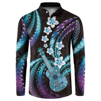 Hawaiian Ukulele Button Sweatshirt Amethyst Gradient Fantastic Plumeria LT01 Purple - Polynesian Pride