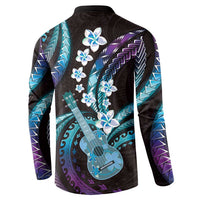 Hawaiian Ukulele Button Sweatshirt Amethyst Gradient Fantastic Plumeria LT01 - Polynesian Pride