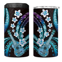 Hawaiian Ukulele 4 in 1 Can Cooler Tumbler Amethyst Gradient Fantastic Plumeria
