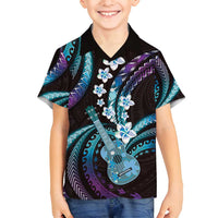 Hawaiian Ukulele Family Matching Puletasi and Hawaiian Shirt Amethyst Gradient Fantastic Plumeria LT01 Son's Shirt Purple - Polynesian Pride