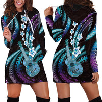 Hawaiian Ukulele Hoodie Dress Amethyst Gradient Fantastic Plumeria