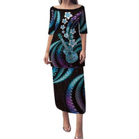 Hawaiian Ukulele Puletasi Amethyst Gradient Fantastic Plumeria LT01 Long Dress Purple - Polynesian Pride