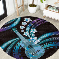 Hawaiian Ukulele Round Carpet Amethyst Gradient Fantastic Plumeria LT01 Purple - Polynesian Pride