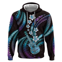 Hawaiian Ukulele Zip Hoodie Amethyst Gradient Fantastic Plumeria LT01 Pullover Hoodie Purple - Polynesian Pride