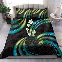 Hawaii Map Kanaka Maoli Bedding Set Fantastic Frangipani Chartreuse Cyan