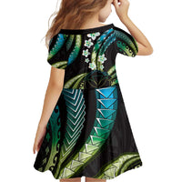 Hawaii Map Kanaka Maoli Family Matching Short Sleeve Bodycon Dress and Hawaiian Shirt Fantastic Frangipani Chartreuse Cyan