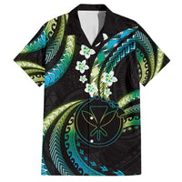 Hawaii Map Kanaka Maoli Family Matching Summer Maxi Dress and Hawaiian Shirt Fantastic Frangipani Chartreuse Cyan