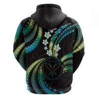 Hawaii Map Kanaka Maoli Hoodie Fantastic Frangipani Chartreuse Cyan