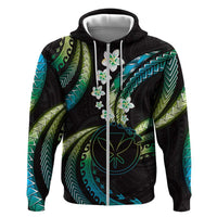 Hawaii Map Kanaka Maoli Hoodie Fantastic Frangipani Chartreuse Cyan