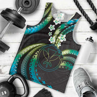 Hawaii Map Kanaka Maoli Men Tank Top Fantastic Frangipani Chartreuse Cyan