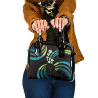 Hawaii Map Kanaka Maoli Shoulder Handbag Fantastic Frangipani Chartreuse Cyan
