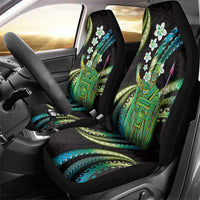 Hawaii King Kamehameha Car Seat Cover Fantastic Plumeria Chartreuse Cyan