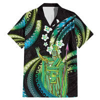 Hawaii King Kamehameha Family Matching Mermaid Dress and Hawaiian Shirt Fantastic Plumeria Chartreuse Cyan