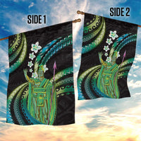 Hawaii King Kamehameha Garden Flag Fantastic Plumeria Chartreuse Cyan