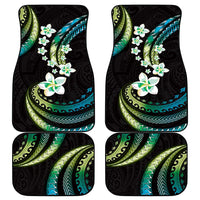 Hawaii Plumeria Car Mats Chartreuse Cyan Polynesian Pattern