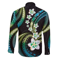 Hawaii Plumeria Family Matching Tank Maxi Dress and Hawaiian Shirt Chartreuse Cyan Polynesian Pattern