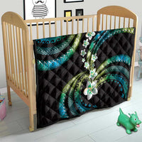 Hawaii Plumeria Quilt Chartreuse Cyan Polynesian Pattern