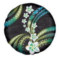 Hawaii Plumeria Spare Tire Cover Chartreuse Cyan Polynesian Pattern
