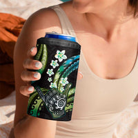 Hawaii Shaka Sign 4 in 1 Can Cooler Tumbler Fantastic Frangipani Chartreuse Cyan