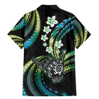 Hawaii Shaka Sign Family Matching Mermaid Dress and Hawaiian Shirt Fantastic Frangipani Chartreuse Cyan