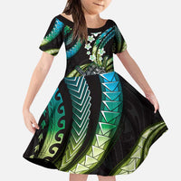 Hawaii Shaka Sign Family Matching Puletasi and Hawaiian Shirt Fantastic Frangipani Chartreuse Cyan