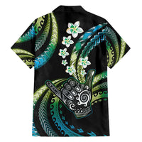 Hawaii Shaka Sign Family Matching Puletasi and Hawaiian Shirt Fantastic Frangipani Chartreuse Cyan