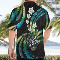 Hawaii Shaka Sign Hawaiian Shirt Fantastic Frangipani Chartreuse Cyan
