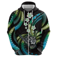 Hawaii Shaka Sign Hoodie Fantastic Frangipani Chartreuse Cyan