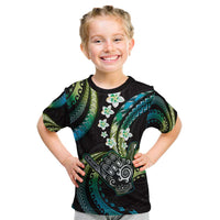 Hawaii Shaka Sign Kid T Shirt Fantastic Frangipani Chartreuse Cyan