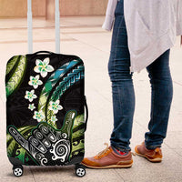 Hawaii Shaka Sign Luggage Cover Fantastic Frangipani Chartreuse Cyan