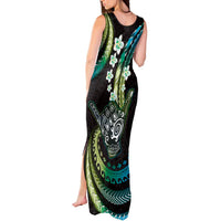 Hawaii Shaka Sign Tank Maxi Dress Fantastic Frangipani Chartreuse Cyan