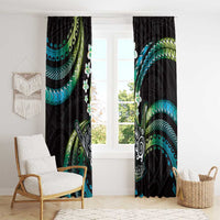 Hawaii Shaka Sign Window Curtain Fantastic Frangipani Chartreuse Cyan