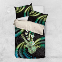 Hawaiian Ukulele Bedding Set Chartreuse Cyan Fantastic Plumeria