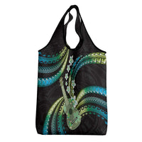Hawaiian Ukulele Grocery Bag Chartreuse Cyan Fantastic Plumeria LT01 - Polynesian Pride
