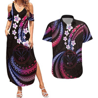 Hawaii Map Kanaka Maoli Couples Matching Summer Maxi Dress and Hawaiian Shirt Fantastic Frangipani Sweet Dream