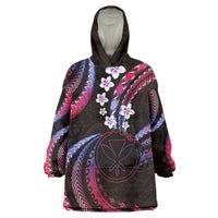 Hawaii Map Kanaka Maoli Wearable Blanket Hoodie Fantastic Frangipani Sweet Dream LT01 One Size Pink - Polynesian Pride