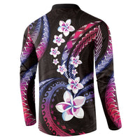 Hawaii Plumeria Button Sweatshirt Sweet Gradient Polynesian Pattern
