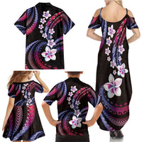 Hawaii Plumeria Family Matching Summer Maxi Dress and Hawaiian Shirt Sweet Gradient Polynesian Pattern