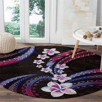 Hawaii Plumeria Round Carpet Sweet Gradient Polynesian Pattern