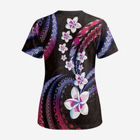 Hawaii Plumeria Scrub Top Sweet Gradient Polynesian Pattern - Polynesian Pride