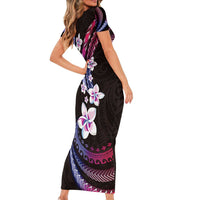 Hawaii Plumeria Short Sleeve Bodycon Dress Sweet Gradient Polynesian Pattern LT01 - Polynesian Pride