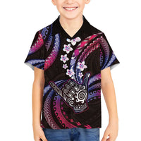 Hawaii Shaka Sign Family Matching Off Shoulder Short Dress and Hawaiian Shirt Fantastic Frangipani Sweet Vibes