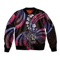 Hawaii Shaka Sign Sleeve Zip Bomber Jacket Fantastic Frangipani Sweet Vibes