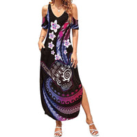 Hawaii Shaka Sign Summer Maxi Dress Fantastic Frangipani Sweet Vibes LT01 Women Pink - Polynesian Pride