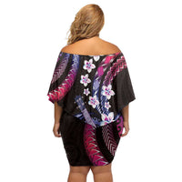 Hawaiian Ukulele Family Matching Off Shoulder Short Dress and Hawaiian Shirt Sweet Dream Fantastic Plumeria