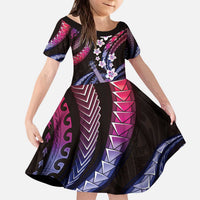 Hawaiian Ukulele Kid Short Sleeve Dress Sweet Dream Fantastic Plumeria
