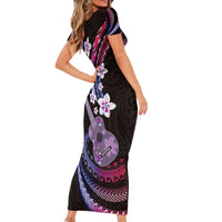 Hawaiian Ukulele Short Sleeve Bodycon Dress Sweet Dream Fantastic Plumeria LT01 - Polynesian Pride