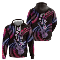 Hawaiian Ukulele Zip Hoodie Sweet Dream Fantastic Plumeria