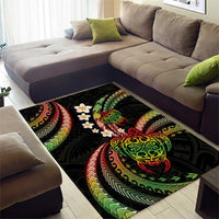 Hawaii Turtles Plumeria Area Rug Reggae Polynesian Pattern